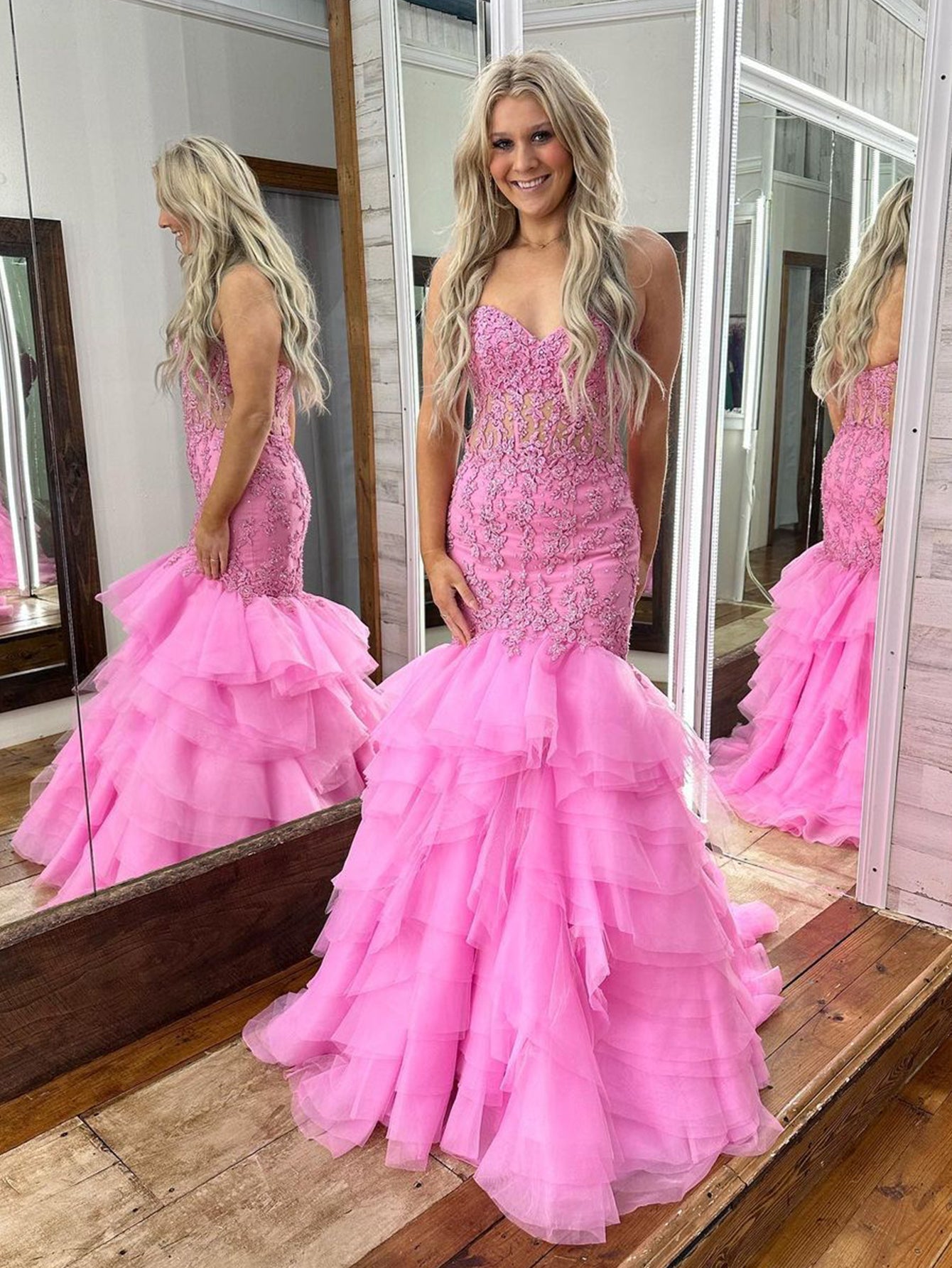 Winter | Tiered Lace Long Mermaid Prom Dress