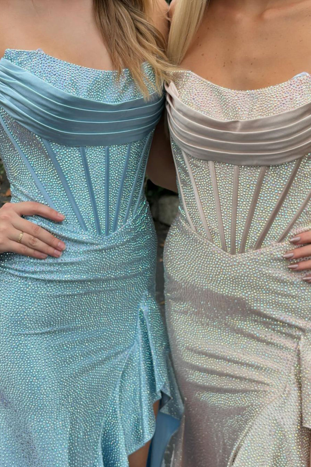 Gorgeous Mermaid Scoop Neck Hot Stone Beading Long Prom Dress with Dramatic Ruffles