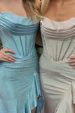 Gorgeous Mermaid Scoop Neck Hot Stone Beading Long Prom Dress with Dramatic Ruffles