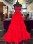 Adelyn | A-Line Sweetheart Tiered Long Tulle Prom Dress