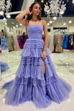 Daniela | Strapless A-Line Tulle Prom Dress with Tiered Ruffle Skirt