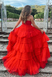 Daniela | Strapless A-Line Tulle Prom Dress with Tiered Ruffle Skirt