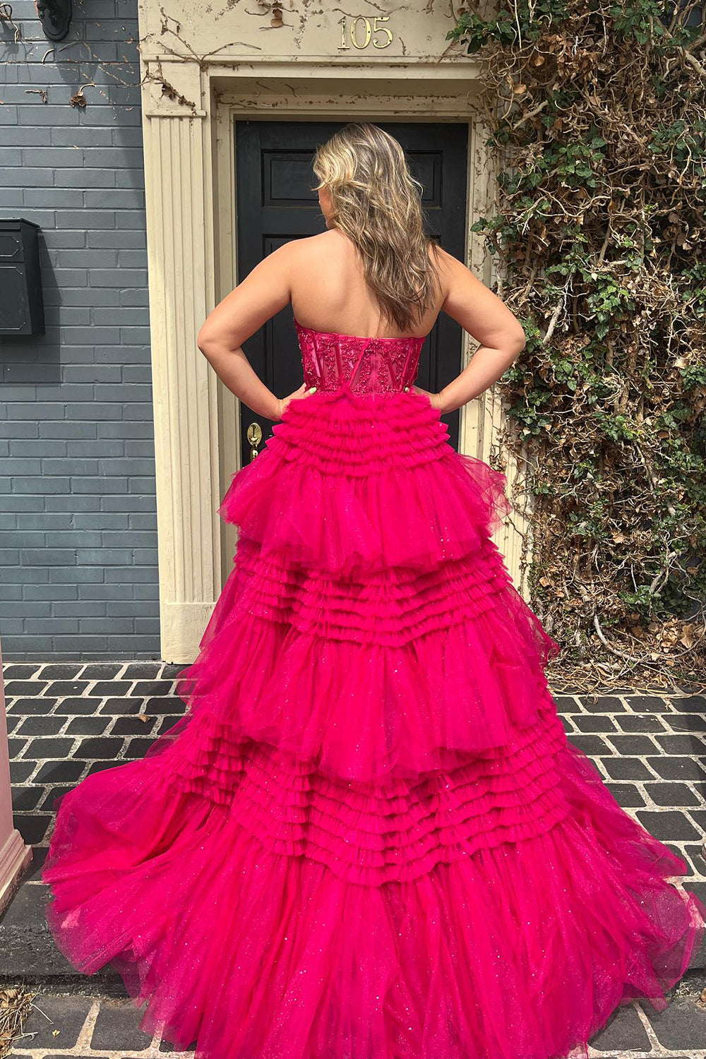 Adelyn | A-Line Sweetheart Tiered Long Tulle Prom Dress