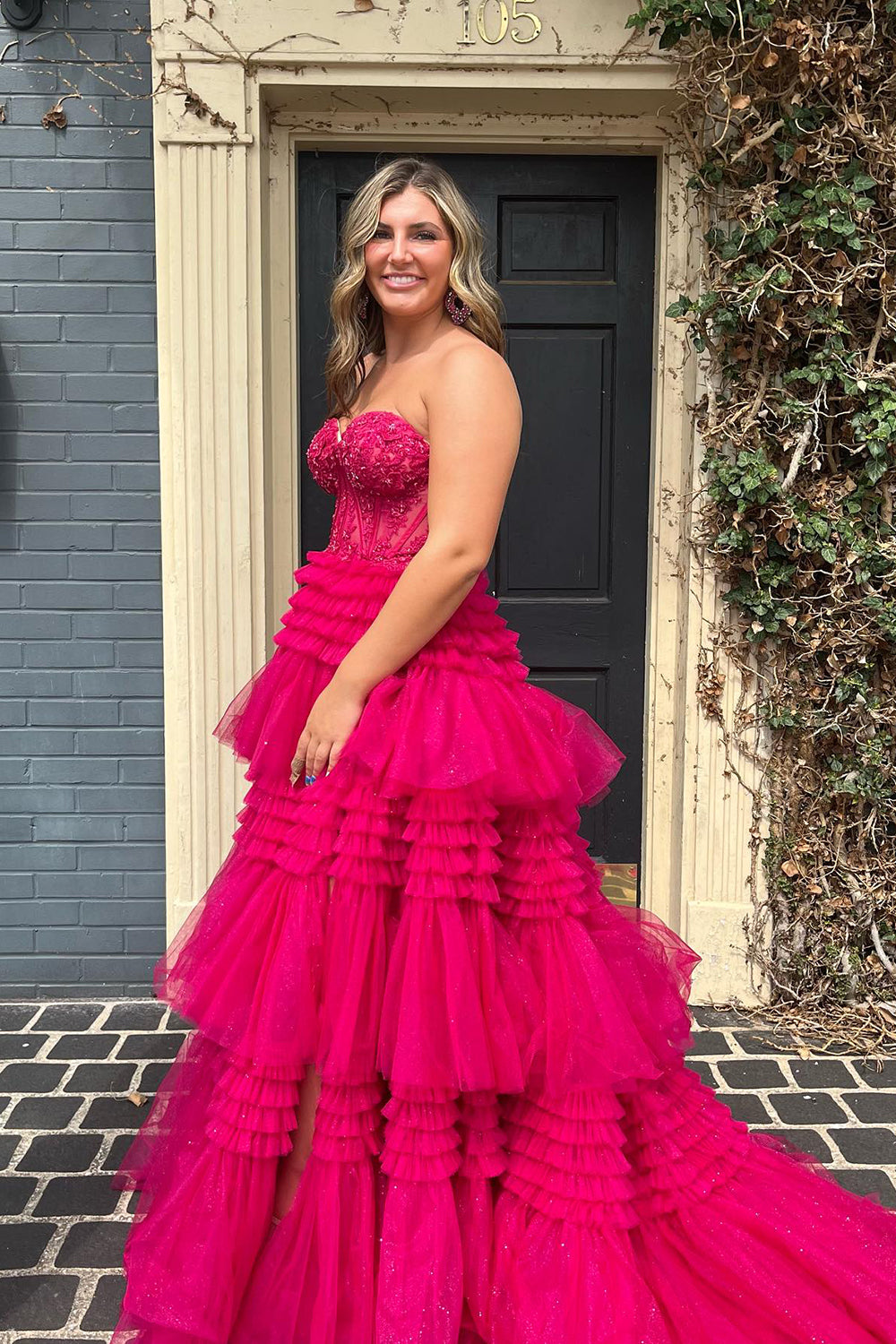 Adelyn | A-Line Sweetheart Tiered Long Tulle Prom Dress