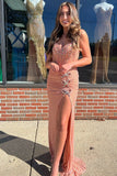 Serena | Charming Mermaid Sweetheart Blush Sequins Long Prom Dress with Beading