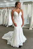 Elysia | Fairy Mermaid V-Neck Lace Long Wedding Dress