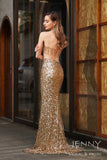 Aurelia | Romantic Gold Mermaid Satin Strapless Prom Dress with Slit and Beaded Detailing JB121218