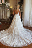 Elegant A-Line V-neck Tulle Wedding Dress with Lace JB112105