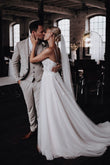 Fairy | A-Line V-Neck Tulle Beach Wedding Dress with Appliques
