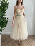 Ally | Apricot  Spaghetti Straps  Beaded Homecoming Dress