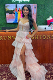 Cute A Line Sweetheart Blush Pink Tulle Prom Dresses with Appliques AB24111804
