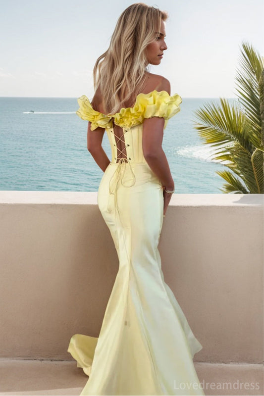 Sophisticated Strapless Satin Mermaid Prom Dress with Side Slit