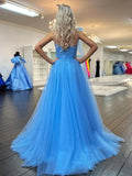 Glamorous Mermaid Tulle Prom Dress with Sequins and Slit