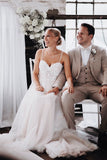 Fairy | A-Line V-Neck Tulle Beach Wedding Dress with Appliques