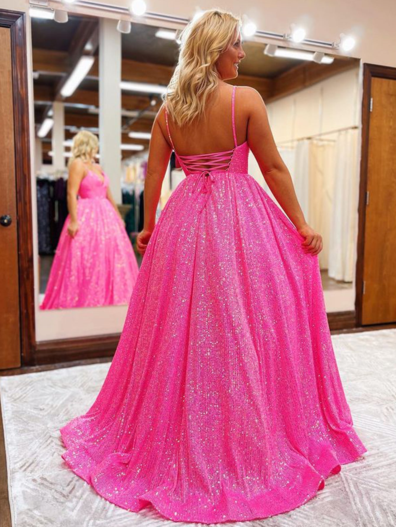 Hayden | A-Line V-Neck Long Prom Dress with Sequins