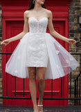 Sheath Sweetheart Lace Tulle Wedding Dress with Bow Detail