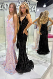 Bonnie | V-Neck Sequined Lace Mermaid Long Prom Dress