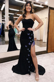 Maren | Strapless Mermaid Prom Dress with Glitter and Fringes