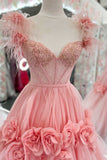 Cali | Princess A-Line Off-the-Shoulder Lace Tulle Prom Dress