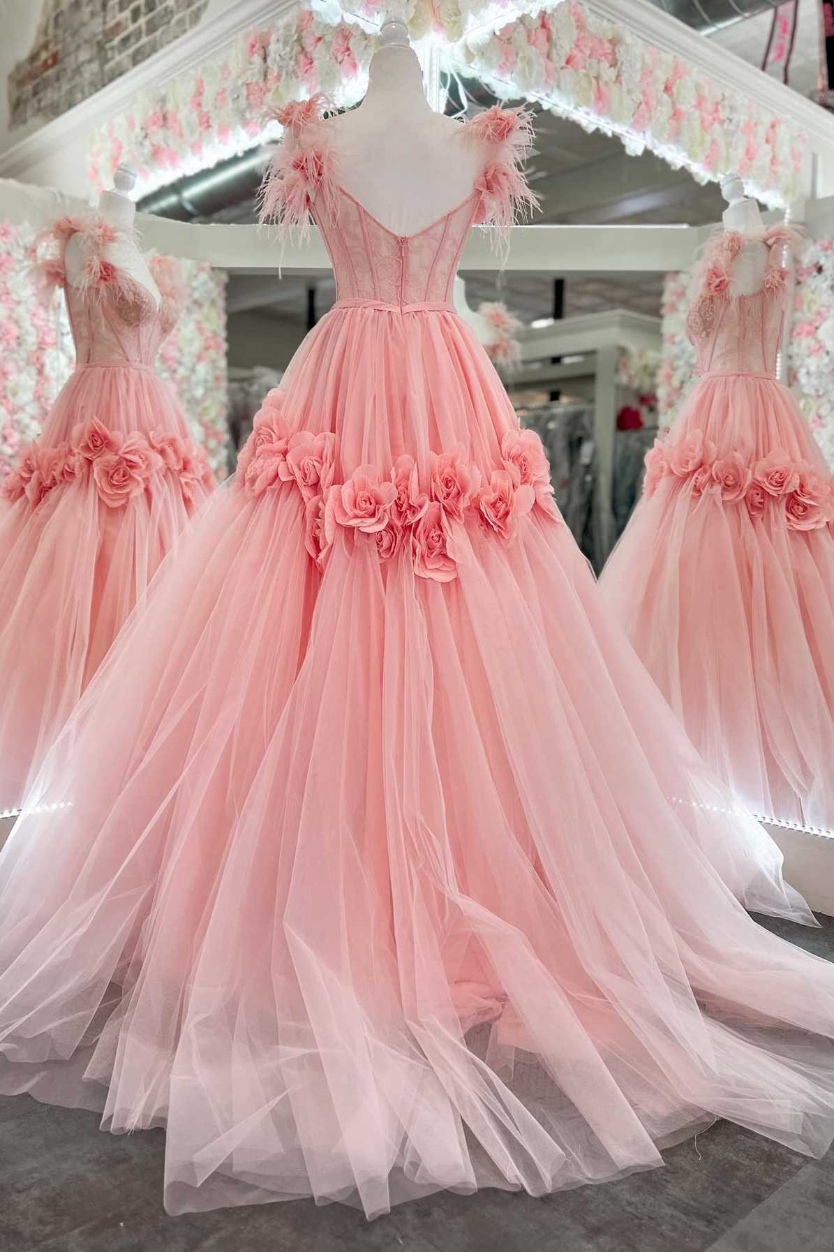 Cali | Princess A-Line Off-the-Shoulder Lace Tulle Prom Dress