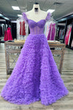 Ingrid | Elegant A-Line Sweetheart Tiered Tulle Long Prom Dress with Slit