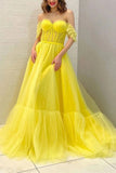 Lexie | Yellow Off-the-Shoulder A-Line Corset Prom Dress