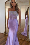 Amara | Charming Mermaid Scoop Neck Lavender Long Prom Dress with Beading