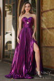 Viviana | Modest Dark Purple Mermaid Satin Strapless Prom Dress with Slit JB121102