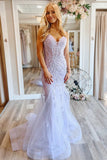 Leighton | V-Neck Lace Glitter Tulle Mermaid Prom Dress