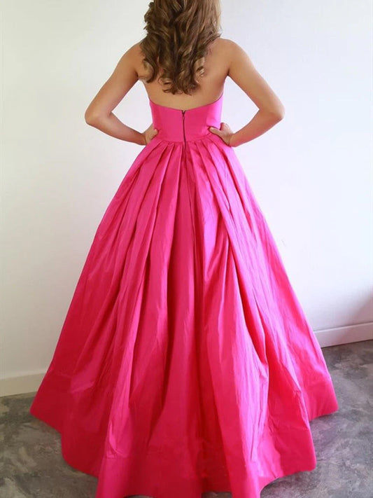 Sloane | Chic Fuchsia A-Line Satin Prom Dress with Sweetheart Neckline