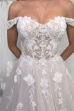 Fairy A-Line Off-the-Shoulder Lace Tulle Bridal Dress with Appliques