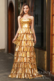 Seraphina | Romantic Gold A-Line Satin Sweetheart Neck Prom Dress with Tiered Layers JB121217