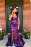 Amara | Charming Mermaid Scoop Neck Purple Long Prom Dress with Slit