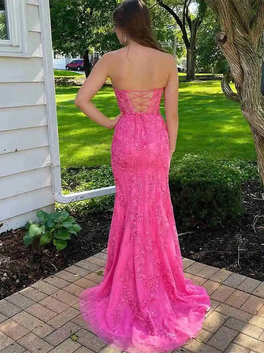 Elegant Mermaid Sweetheart neck Satin Prom Dress with Lace JB110630