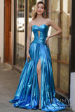 Selene | Romantic Blue A-Line Satin Strapless Sweetheart Neck Prom Dress with Slit JB121103