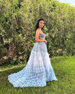 Kaia | Sweetheart A-Line Tiered Ruffled Tulle Long Prom Dress