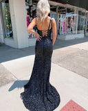 Selene | Elegant Black Mermaid Satin One-Shoulder Prom Dress with Beadings JB120914