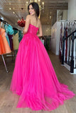 Lily | Cute Ball Gown Sweetheart Pink Tulle Long Prom Dress with Appliques