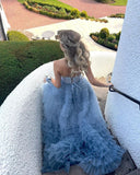 Kaia | Sweetheart A-Line Tiered Ruffled Tulle Long Prom Dress