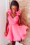 Nerissa |A Line Organza V Neck Homecoming Dress