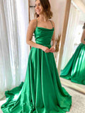 Araya |A Line Cowl Neck Satin Prom Dress With Slit