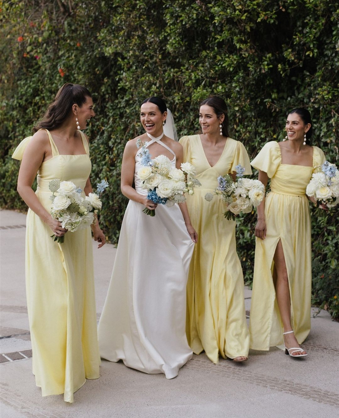 Chic A-Line Satin Daffodi Long Bridesmaid Dresses with Slit