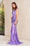 Romina | Romantic Purple V-Neck Sequins Mermaid Prom Dress with Appliques JB113003