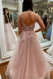 Artemis | Romantic Floral Lace Plunge V Backless A-Line Prom Gown