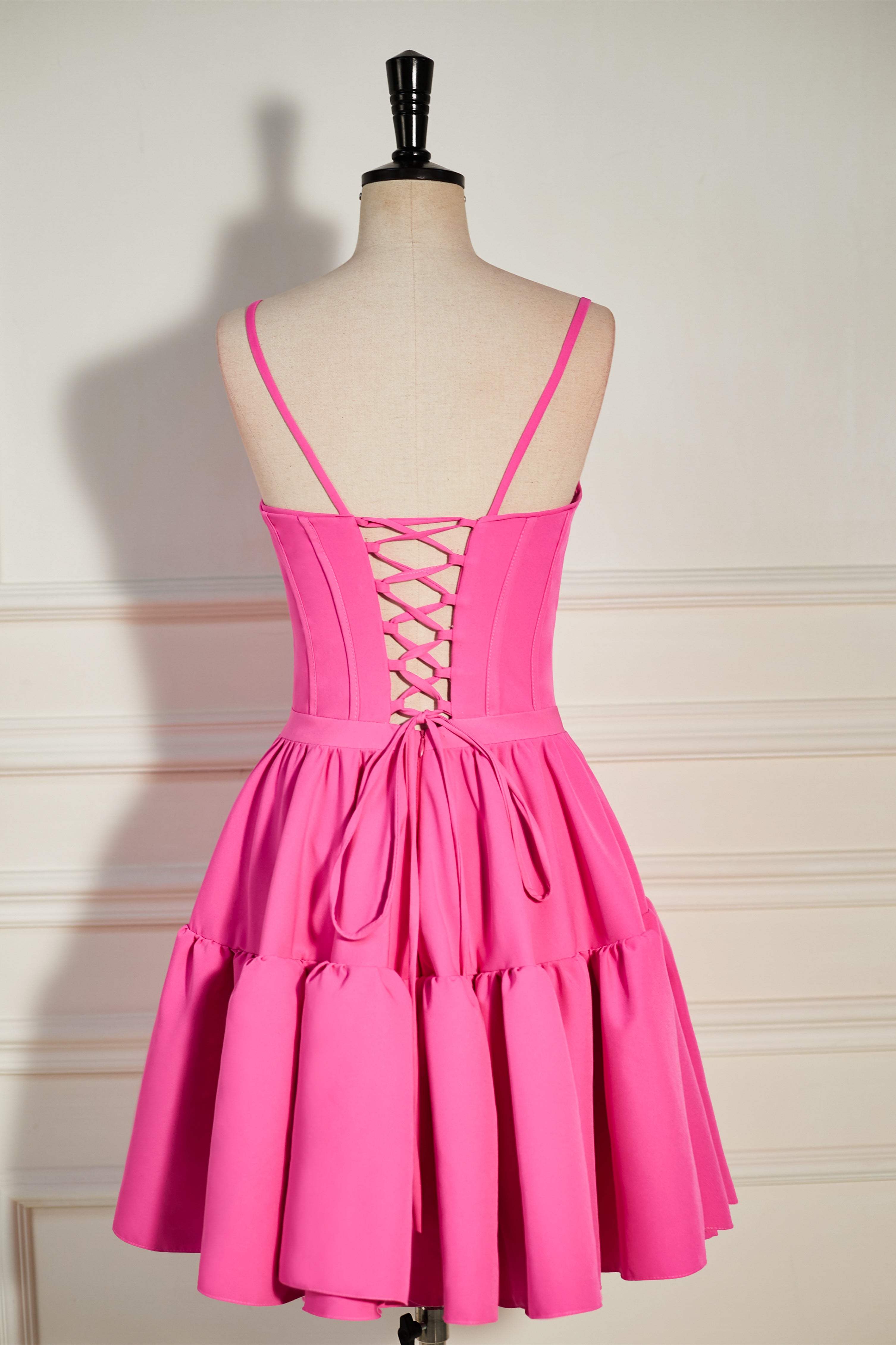 Mabel | A-Line Ruffled Lace-Up Short Homecoming Dress