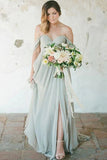 Elegant A-Line Off-the-Shoulder Chiffon Long Bridesmaid Dress with Side Split