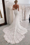 Glamorous Spagherri Straps V-neck  Mermaid Satin Wedding Dress with Lace JB110608