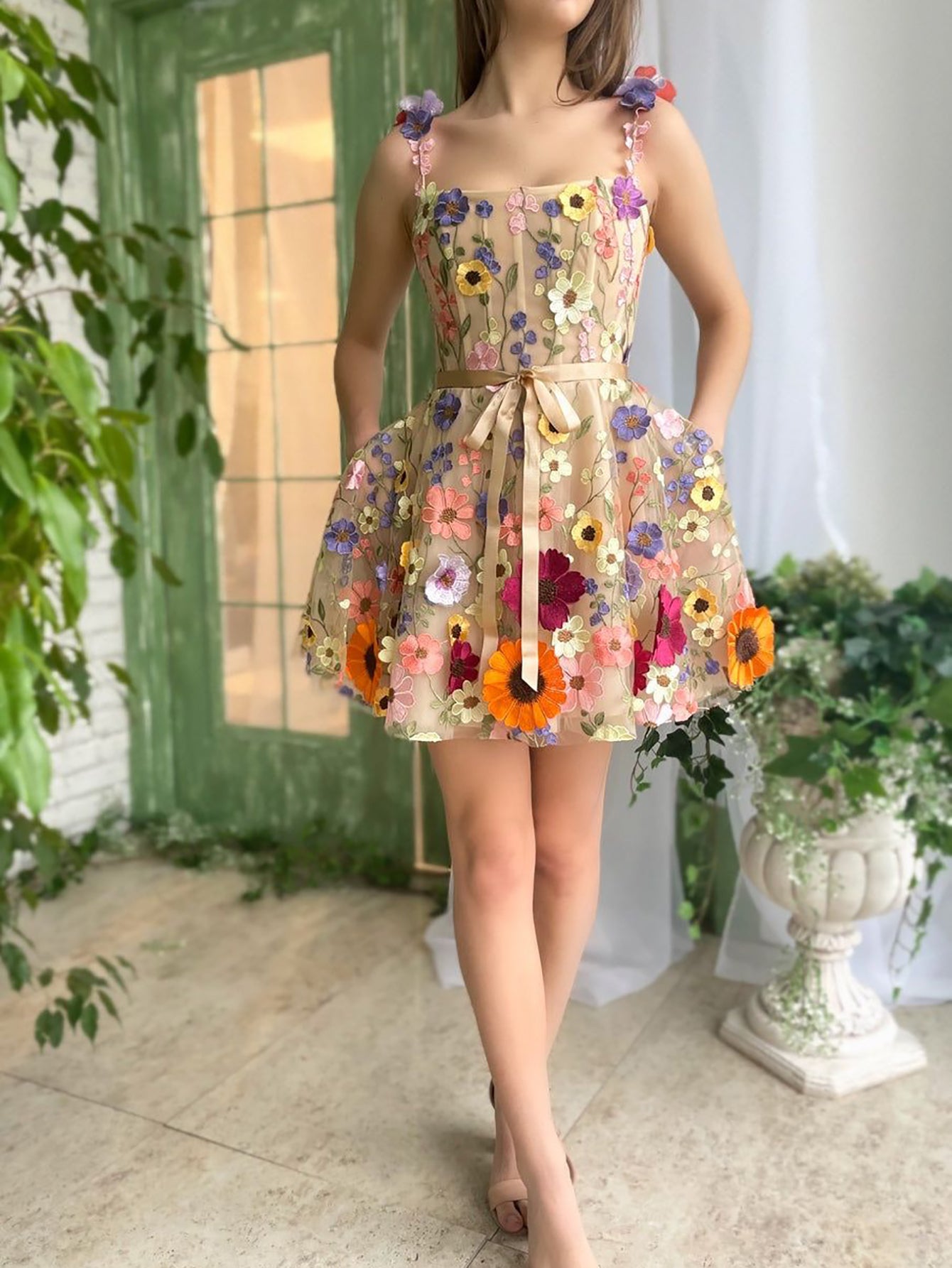 Sophie |Tulle A Line Floral Short Homecoming Dress With 3D Flowers