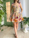 Sophie |Tulle A Line Floral Short Homecoming Dress With 3D Flowers