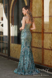 Emerald | Romantic Green Mermaid Sequin One-Shoulder Spaghetti Strap Prom Dress with Appliques JB121301